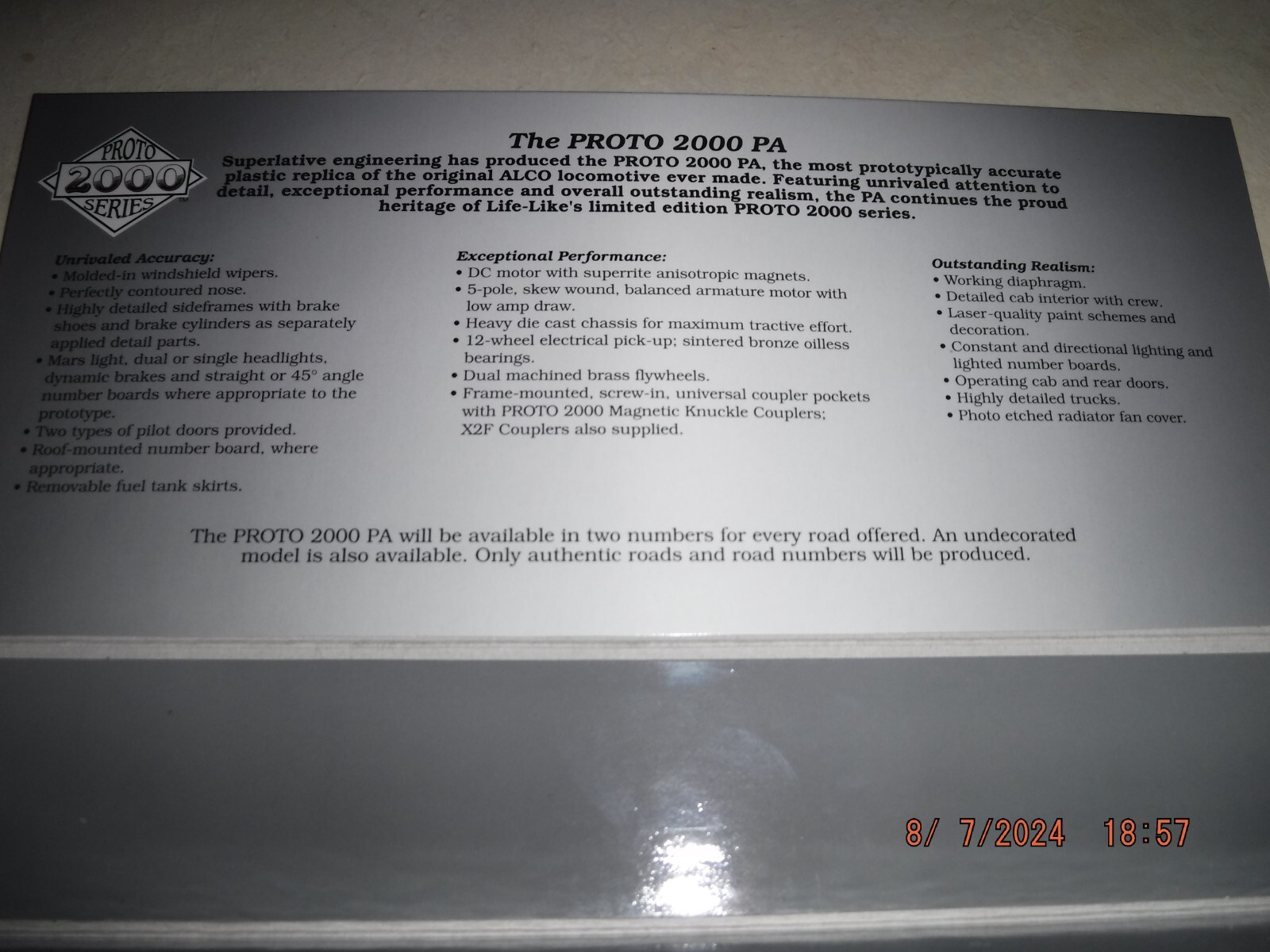 PROTO 2000 LIMITED EDITION HO RIO GRANDE (D&RGW) PA & PB LOCOMOTIVE SET – NEW!