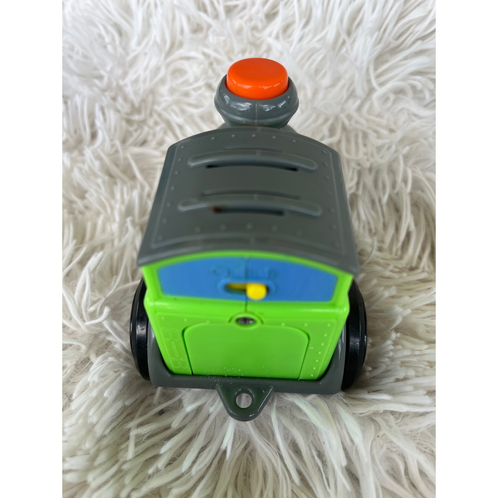 Little Tikes Green Grey Toy Train Engine with Orange Button Switch UNTESTED