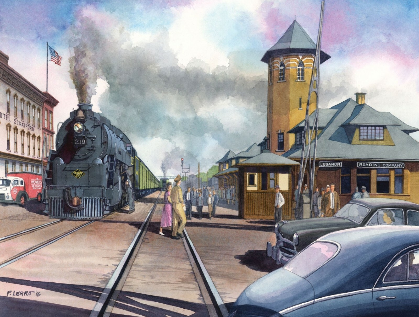 Queen of the Valley train Print Reading Company Steam # 219 Peter Lerro Jr