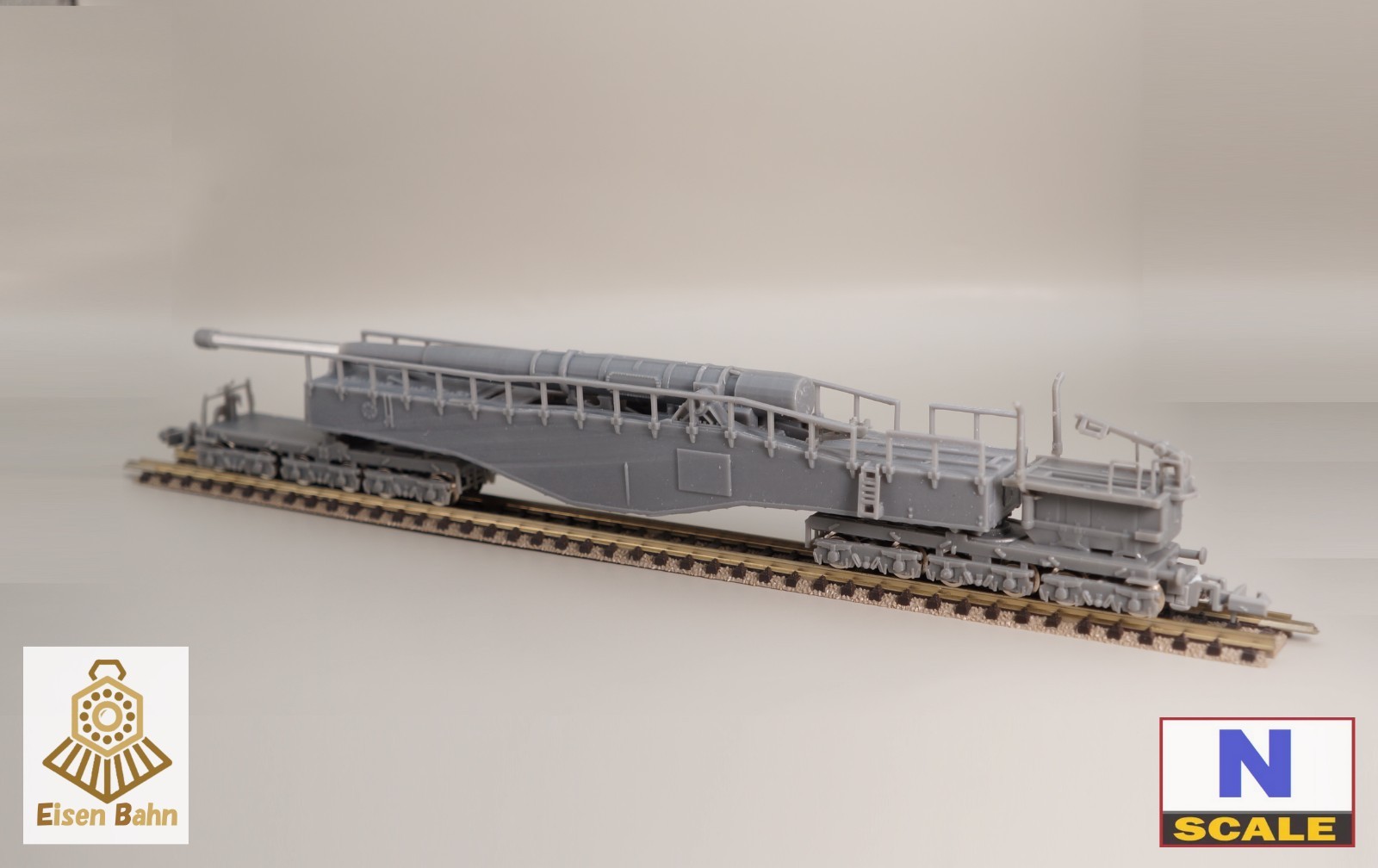 1/160 (N-scale) WWII German K5 railway Gun /w wheels & coupliers resin kit