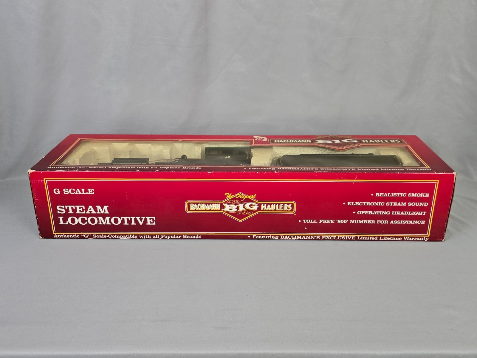 VINTAGE BACHMANN BIG HAULER G SCALE LOCOMOTIVE W/WOOD BURNING TENDER + BOX!