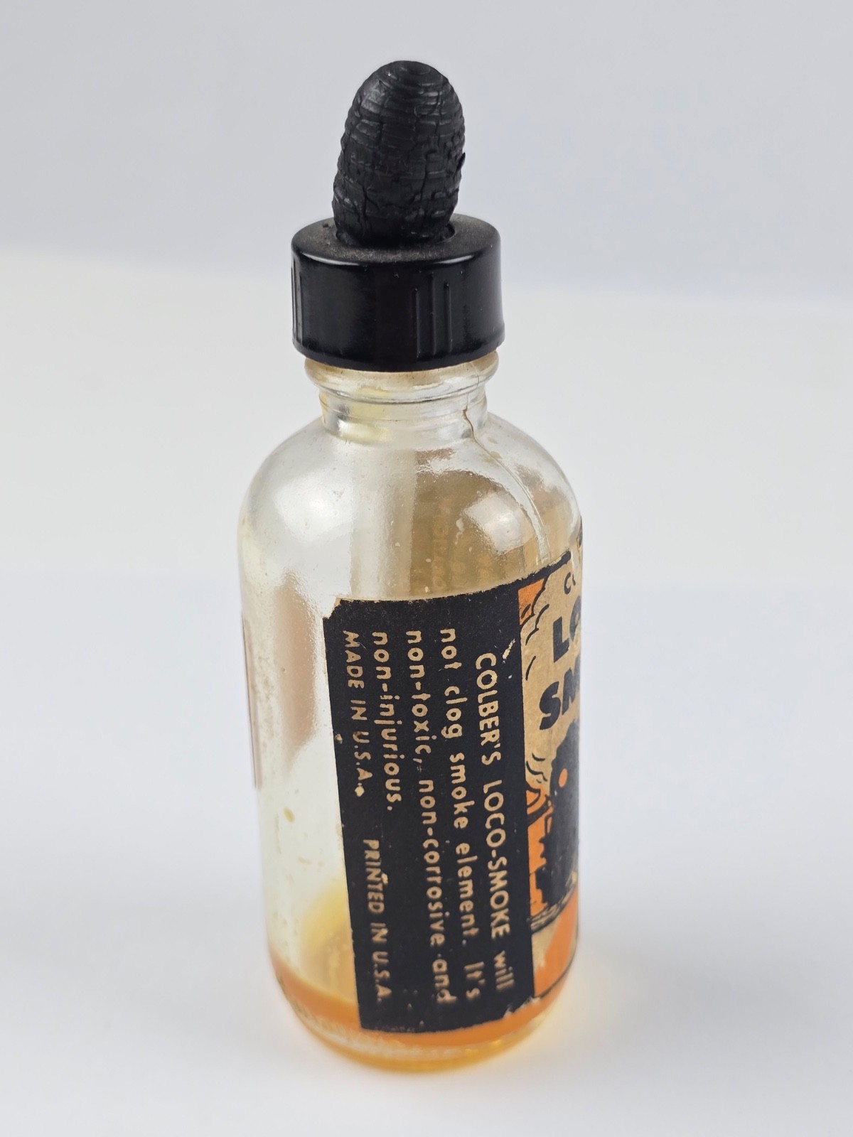 1950’s Colber’s Loco-Smoke Toy Train smoke liquid Empty Bottle paper label