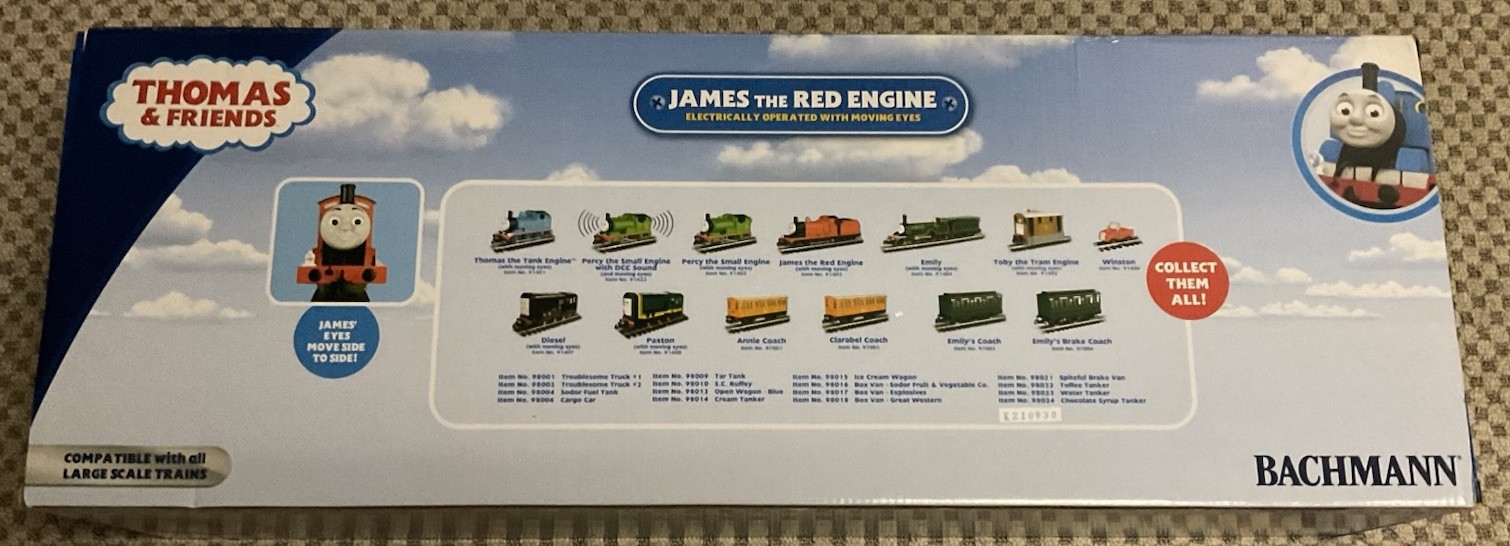Bachmann Thomas & Friends G Scale Large James Electric Model Train 91403