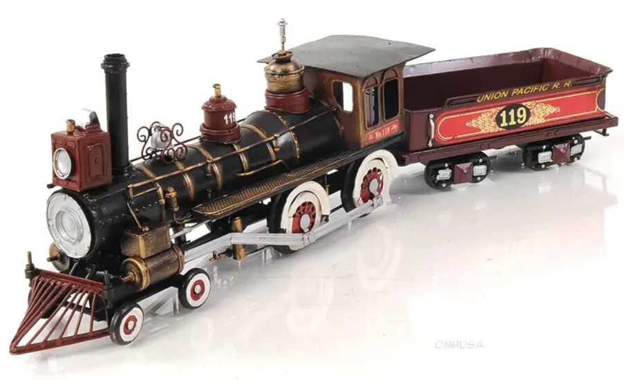 Union Pacific Railroad No. 119 Steam Locomotive Model 21″ Golden Spike Train New