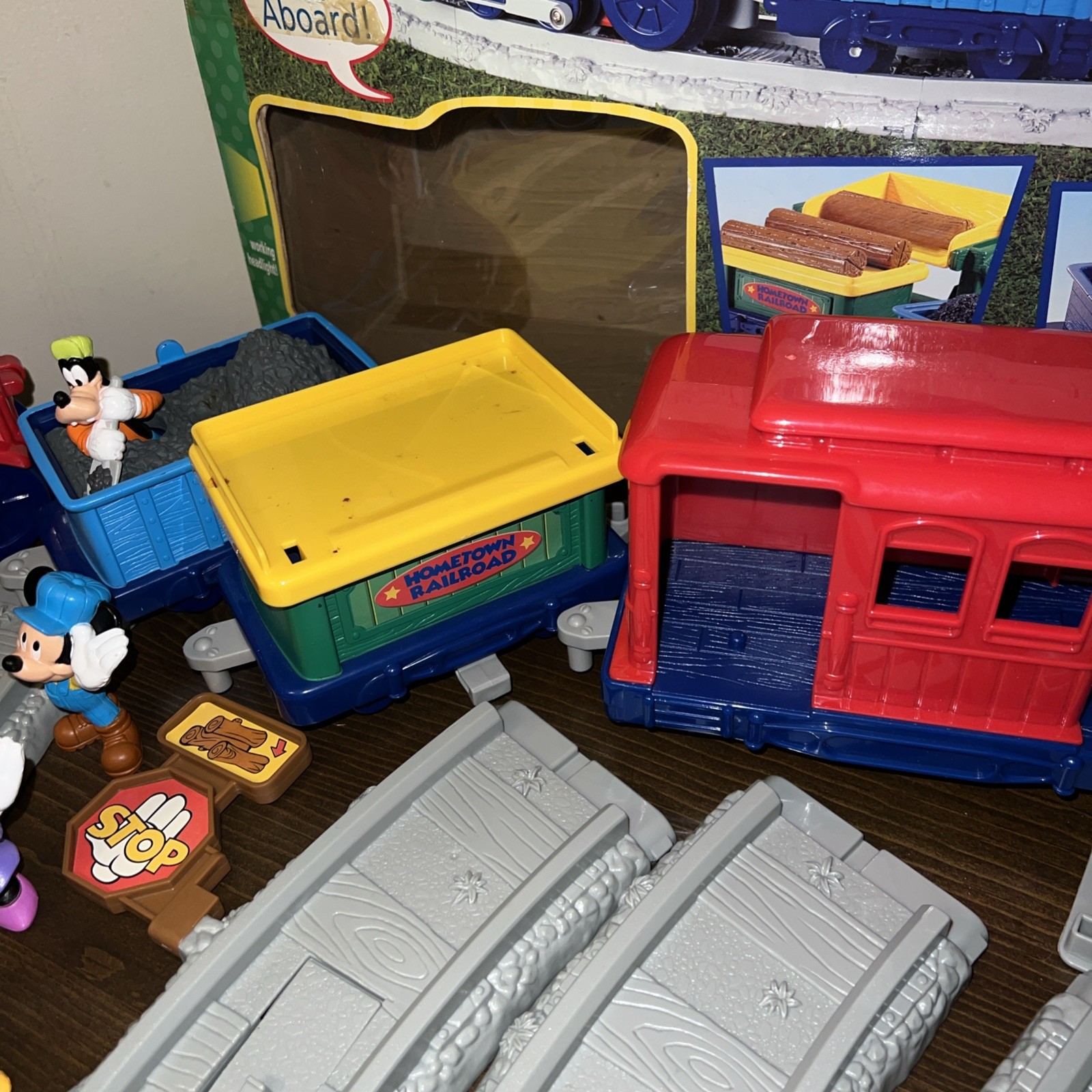Vtg Fisher Price Mickey Hometown Railroad Disney Train With Lights And Sounds