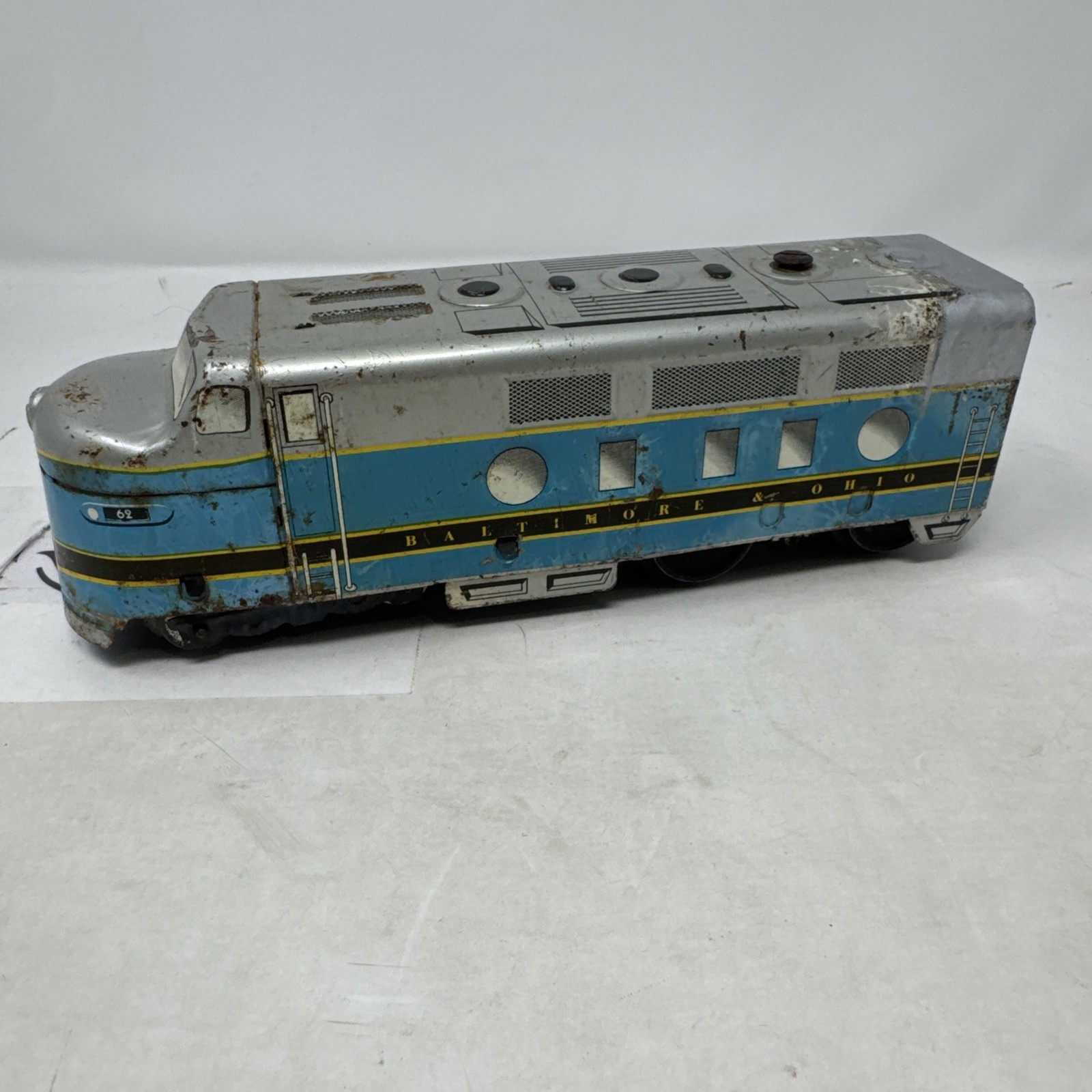 Marx Baltimore & Ohio Diesel Locomotive O Scale Blue Silver Tin Litho Engine 62
