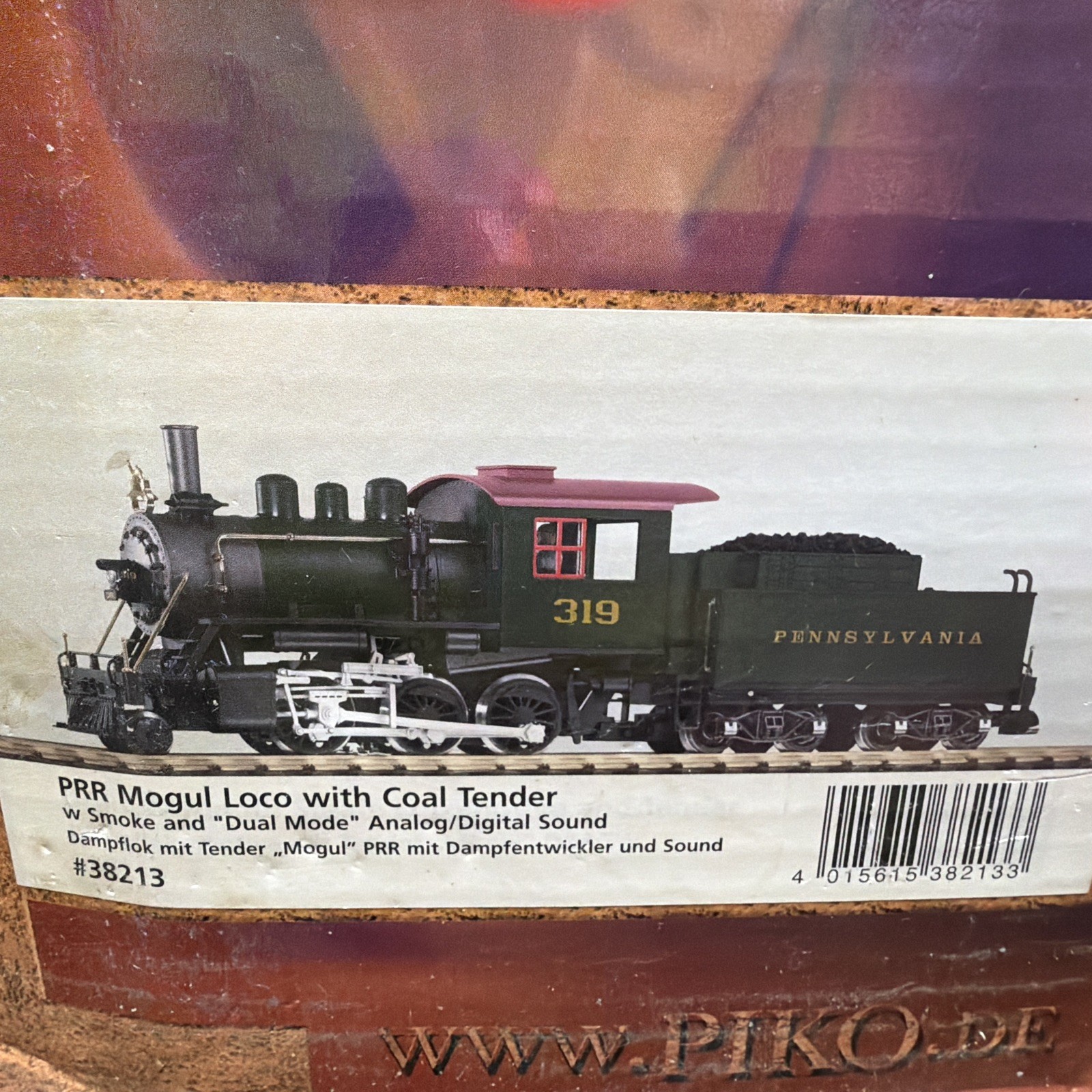 PIKO G-GAUGE 2-6-0 PENNSYLVANIA #319 STEAM LOCOMOTIVE WITH DIGITAL SOUND 38213