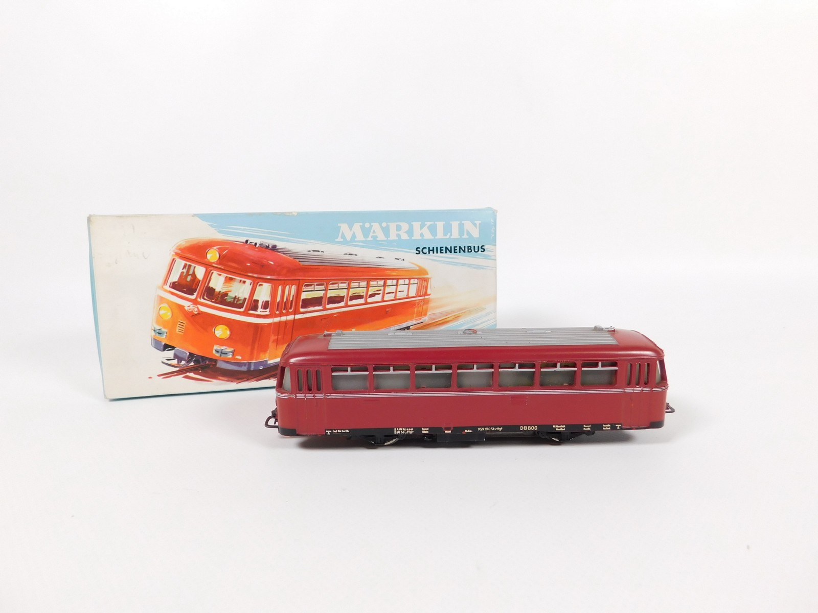 Märklin H0 AC 3016 Railroad Bus DB 800 95 9190 Dark Red Box: 1963 #EK51-1