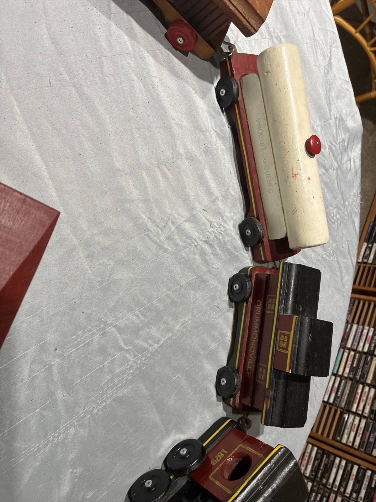 Quebec Canada Folk Art Wooden Train Set Handmade 1950s Drummondville CN/CP CRINO