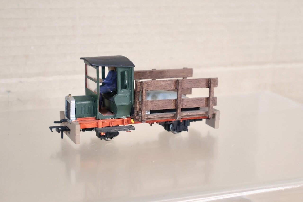KIT SCRATCH BUILT O-16.5 BACHMANN RAILCAR LOCOMOTIVE with STAKE BED TRAY ol