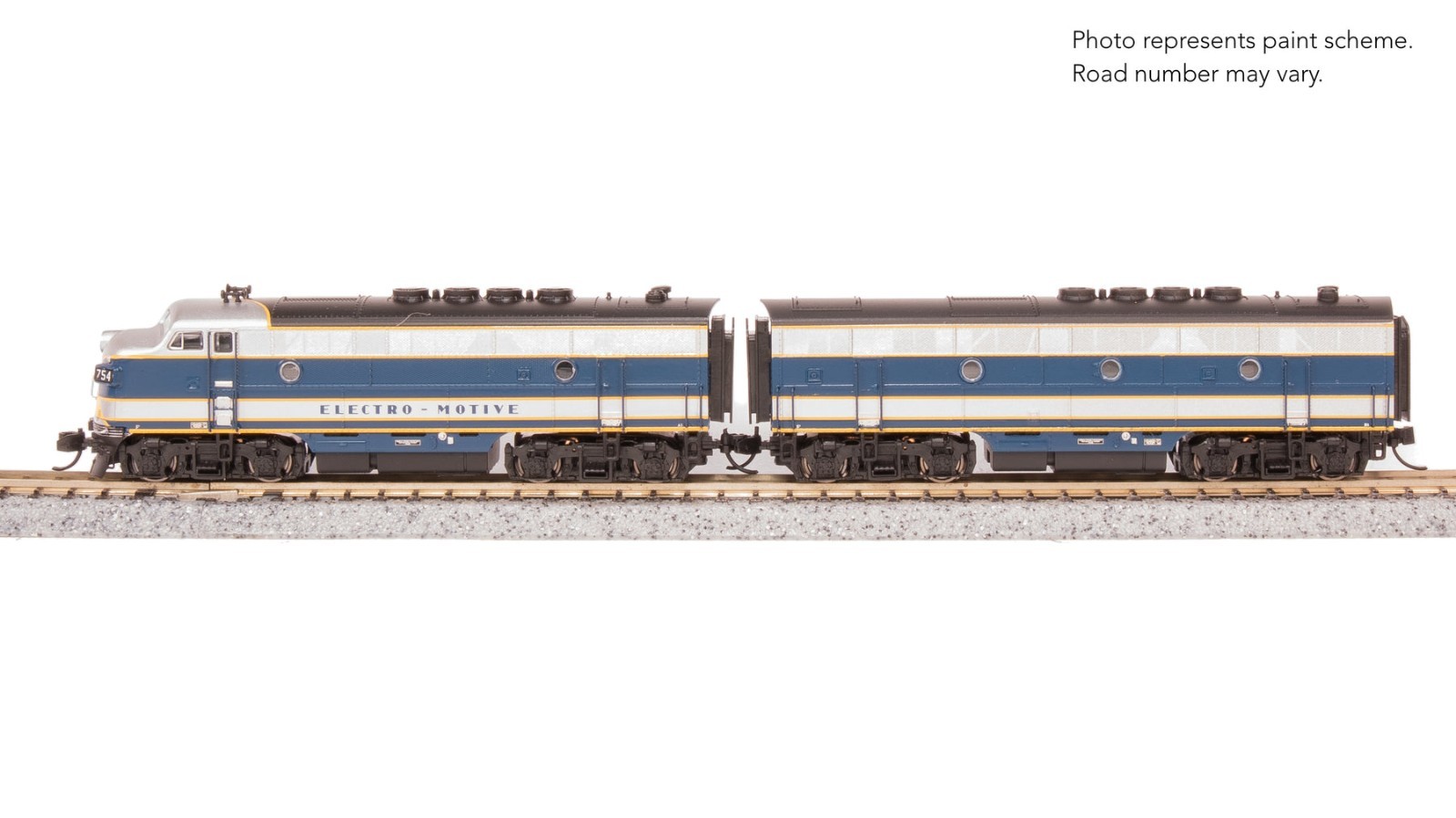 Broadway 9205 EMD F3 A/B, Demo 754A1/754B1, Blue & Aluminum, A-unit Paragon4