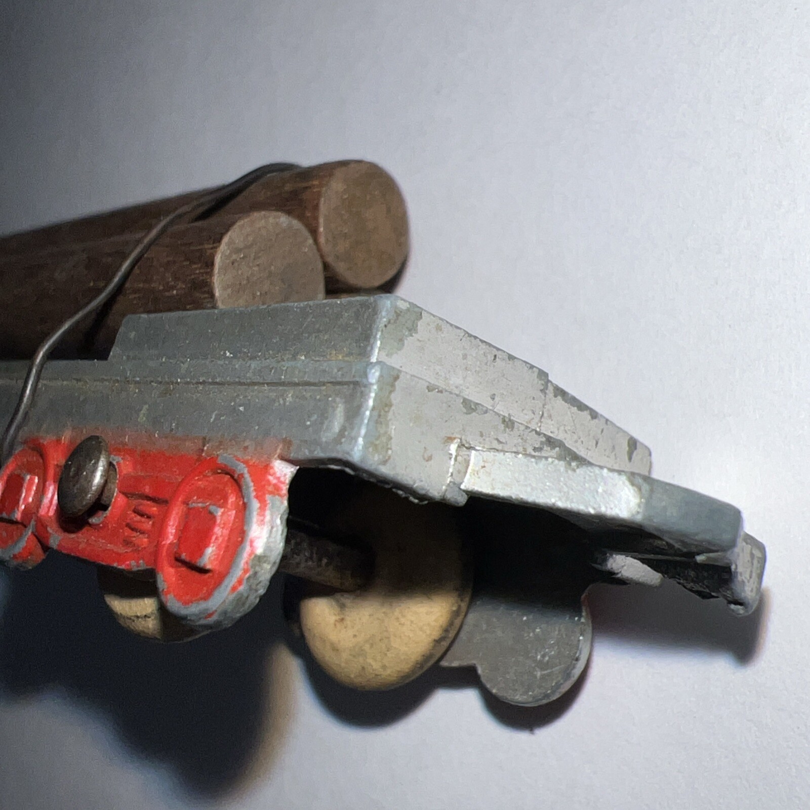 vintage 1939 Silver LOG Railroad Train Freight CAR 3 Logs TOOTSIETOY #1