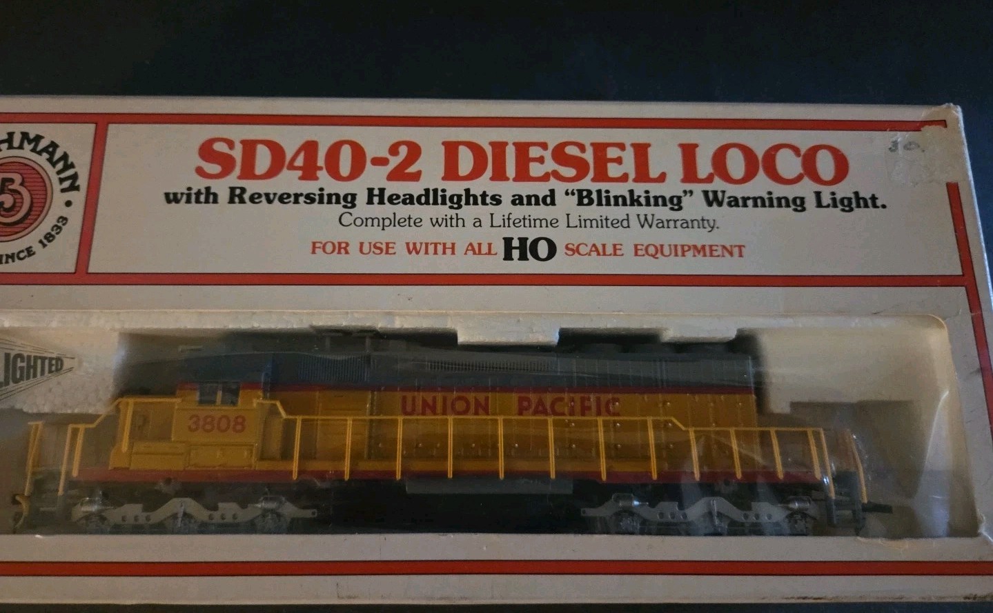 Bachmann Union Pacific SD40-2 Diesel #3808 Reversing Headlights & Blinking Warni