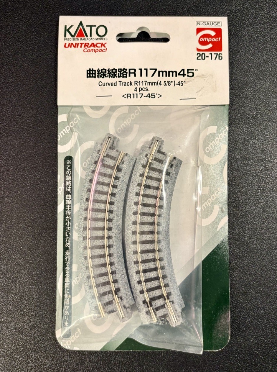 N Scale KATO Compact Curved Track, 45 Degree 20-176 NIB
