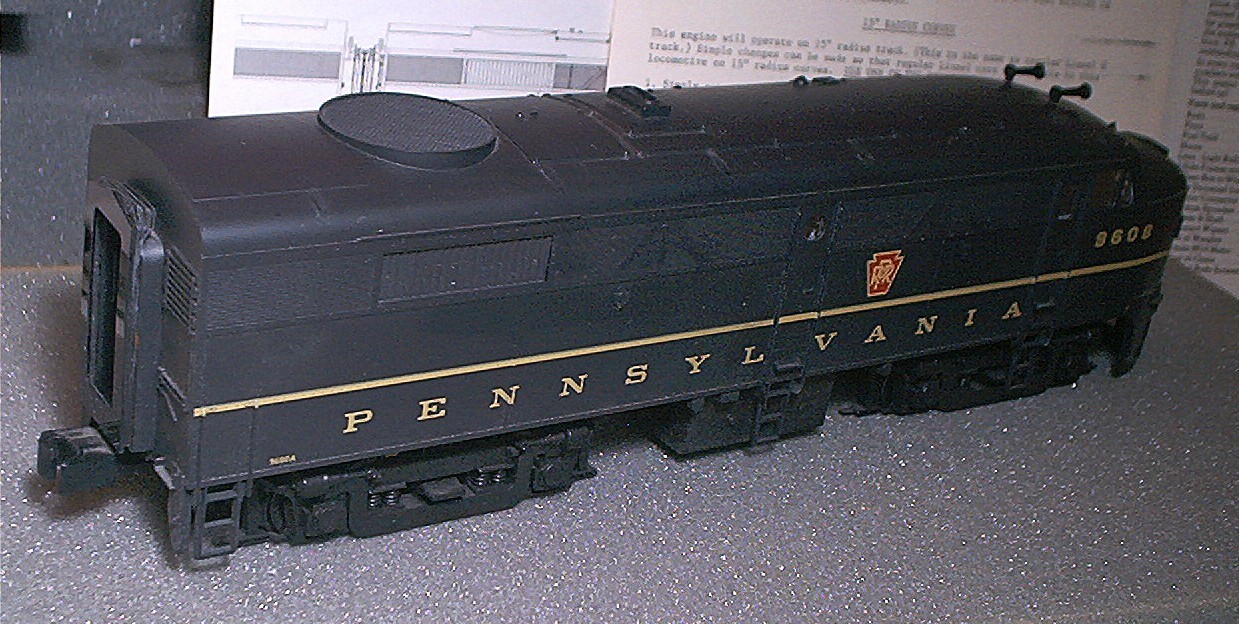 WEAVER O 2 RAIL HI-RAIL POWERED PRR FA-2 A-UNIT DIESEL LOCOMOTIVE – CAB# 9608