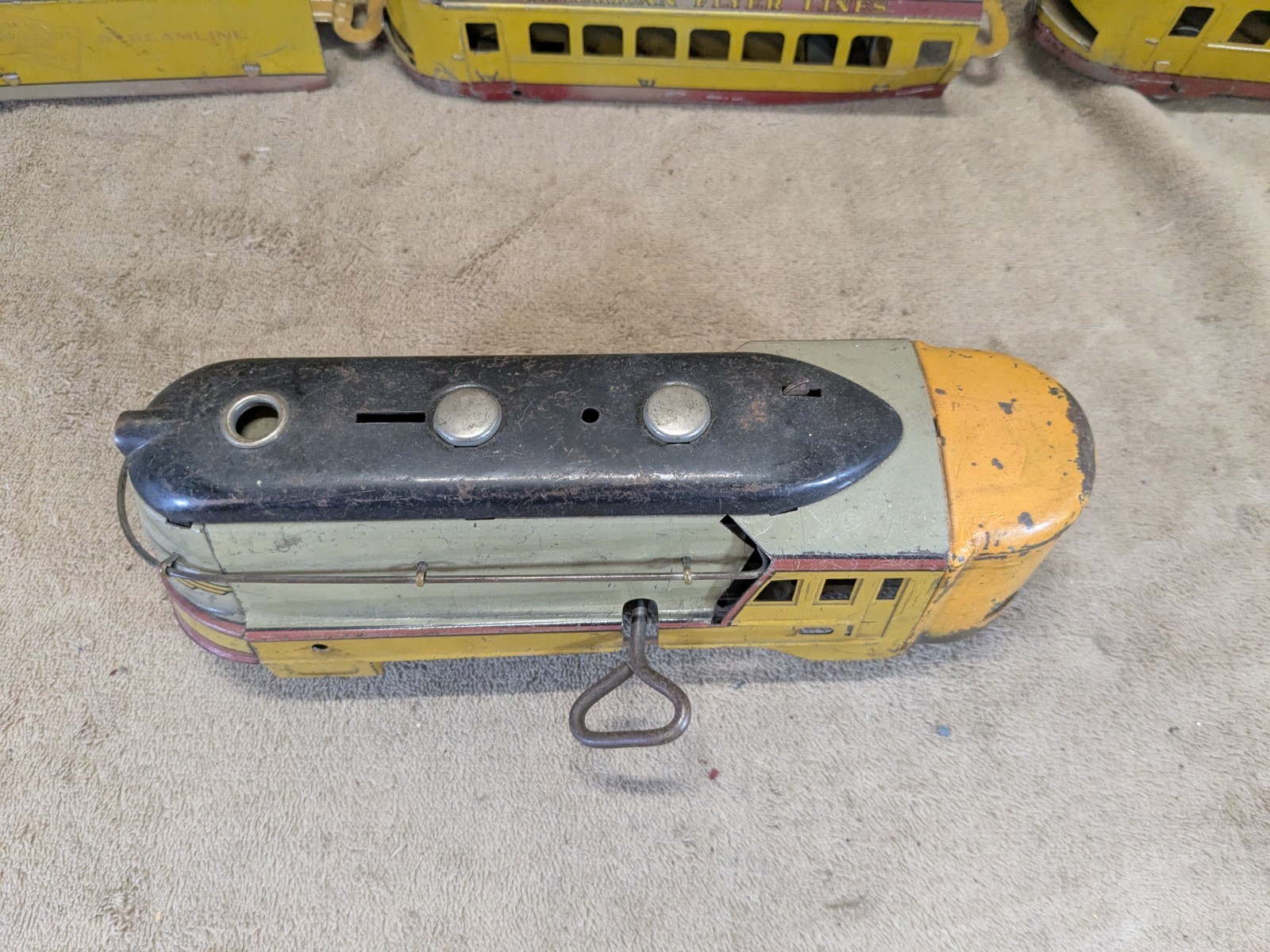 American Flyer Prewar Hiawatha Streamliner Lot of 4 Untested Yellow Gray