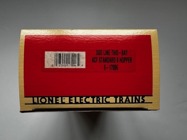 Lionel Soo Line Two Bay ACF Standard O Hopper 6-17006 BRAND NEW IN BOX