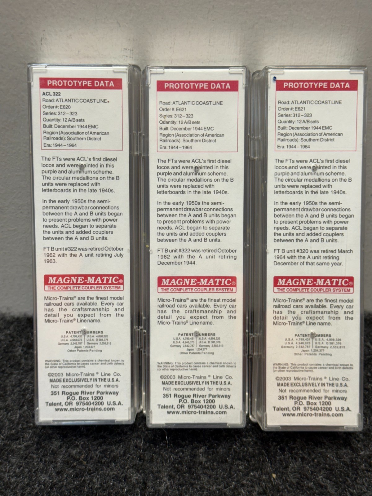 Micro-Trains N Scale Atlantic Coast Line EMD FT A/B/B Set w/ESU DCC & Sound