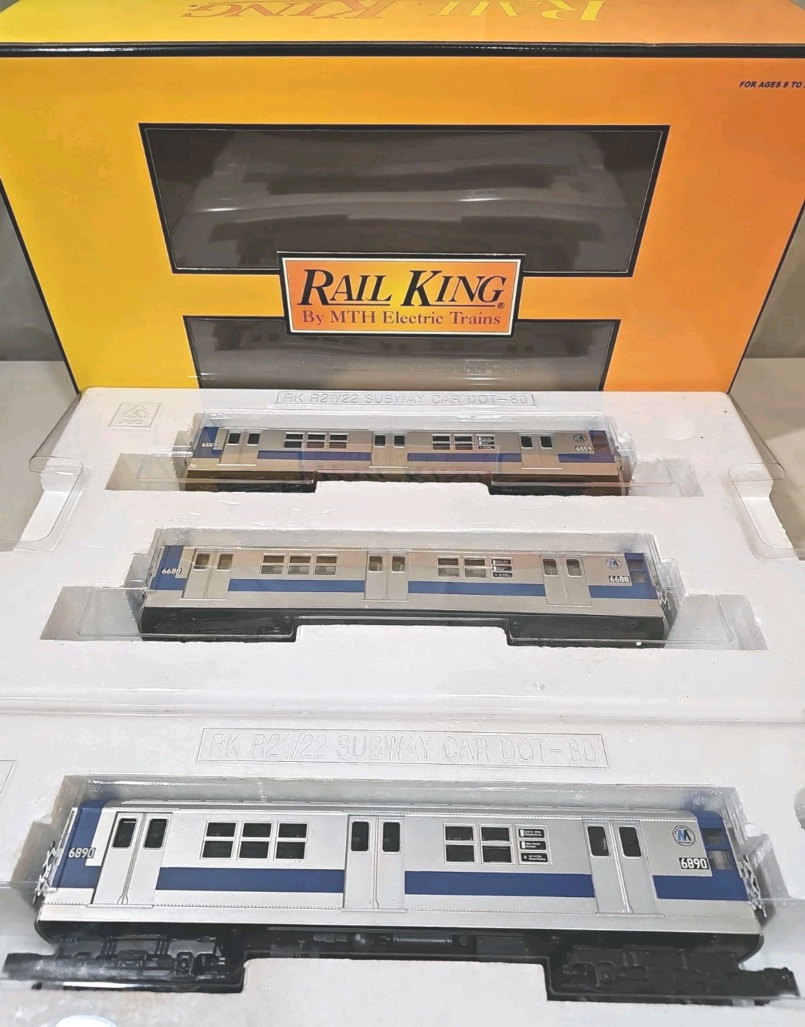 MTH Rail-King O Gauge R-17 NYC Metropolitan 3-Car Subway Set W/Proto Sound MINT!