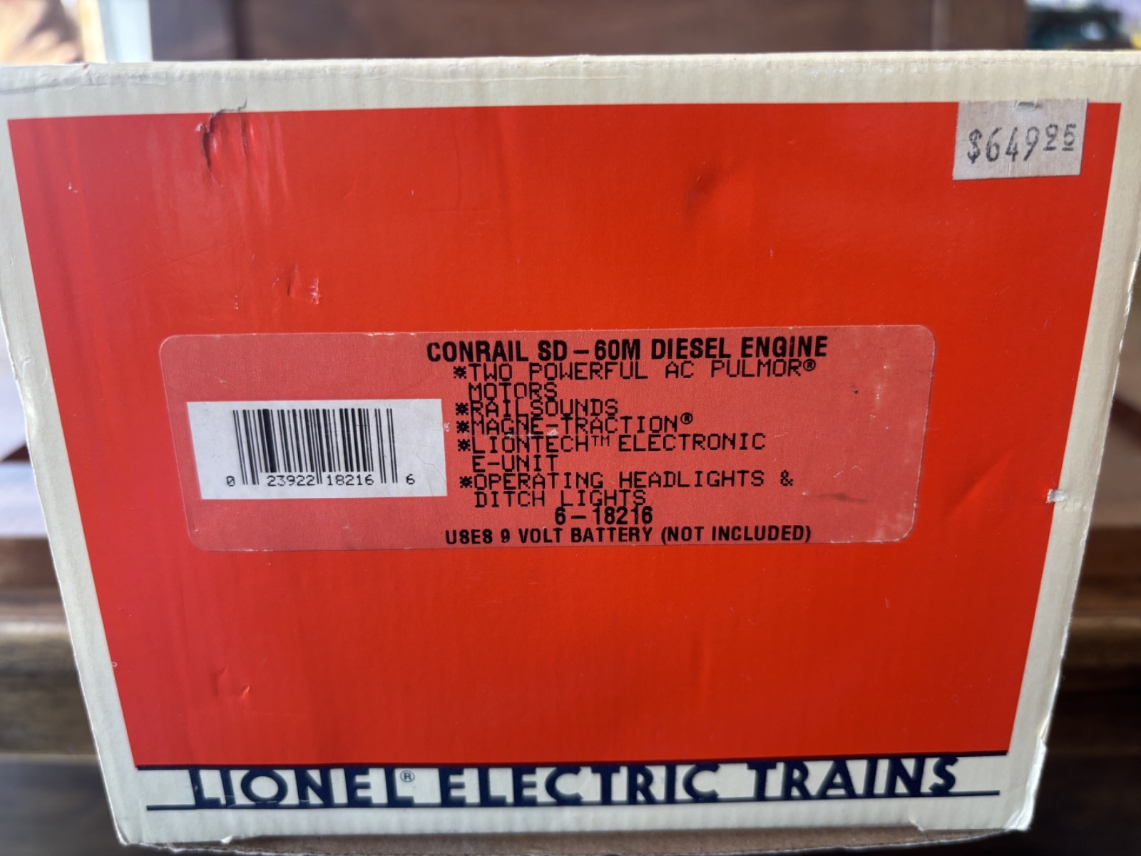 Lionel ConRail 6-18216 SD-60 Railsounds Locomotive DOES NOT RUN with Box