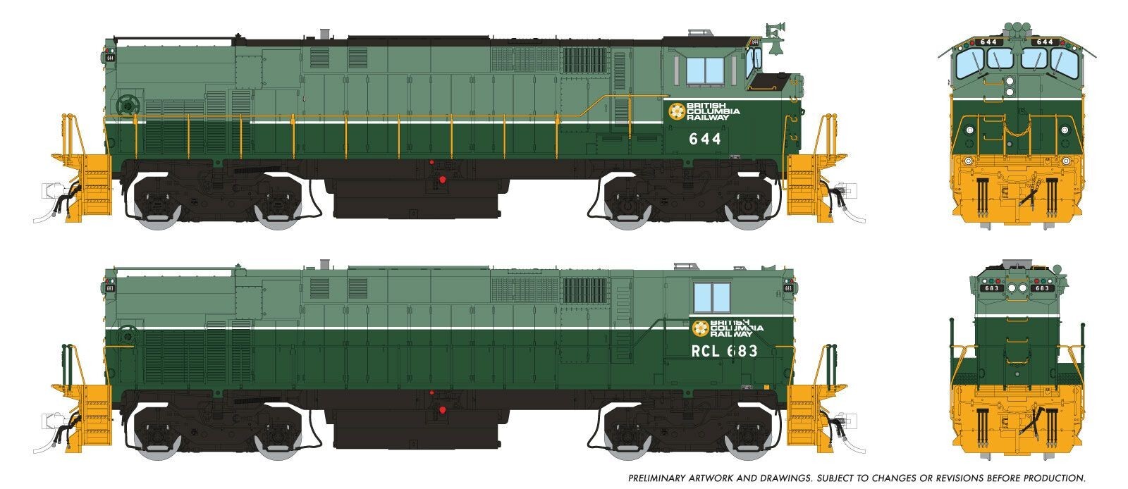 Rapido HO M420 + M420B (DC/DCC/Sound): BCR – Two-Tone Green Scheme: #644 + #683