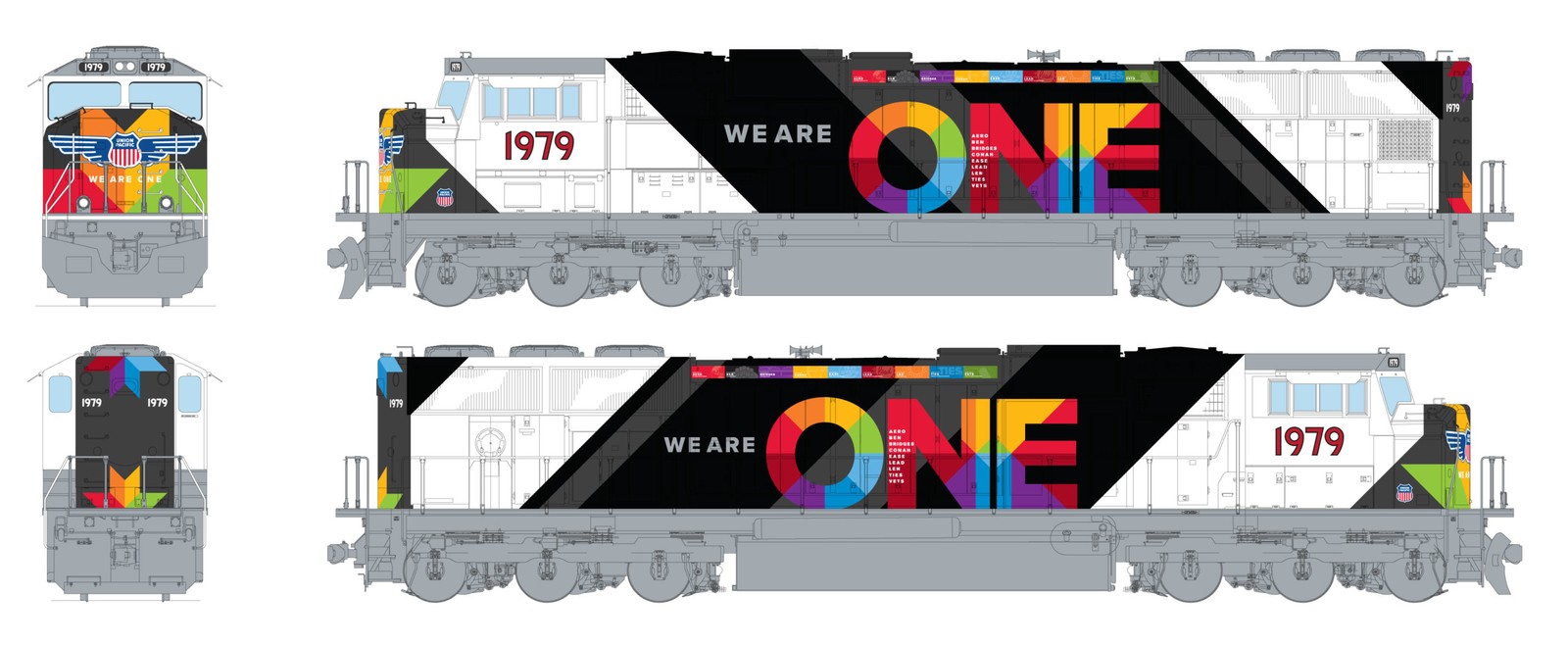 Kato 176-1979 N UP “We Are One” EMD SD70M Flat Radiator Diesel Locomotive #1979