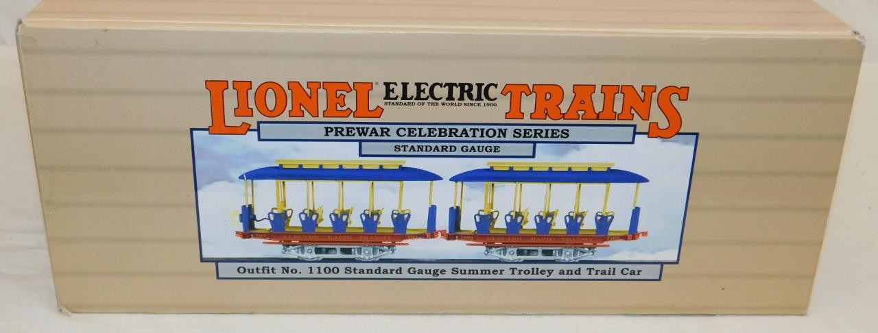 Lionel 6-13113 Standard Gauge Summer Trolley #101 & Trail Car #1100 Tinplate C-8