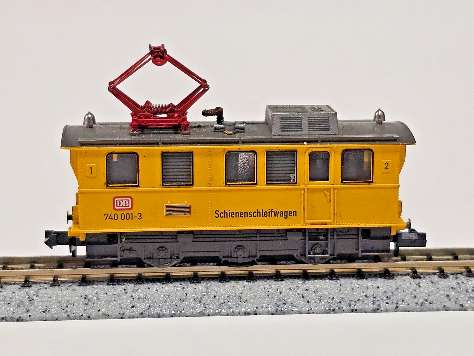 N SCALE FLEISCHMANN PICCOLO 7968 SCHIENENSCHLEIFWAGEN BR 740 001-0 DB RAIL GRIN