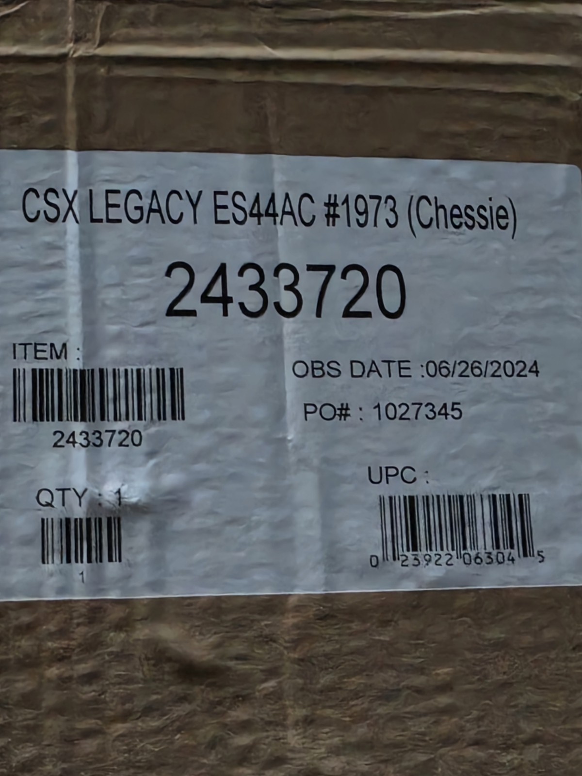 lionel Csx Legacy Es44ac #1973 Chessie And Csx Es44ac #1973 Non-pwd 2433720