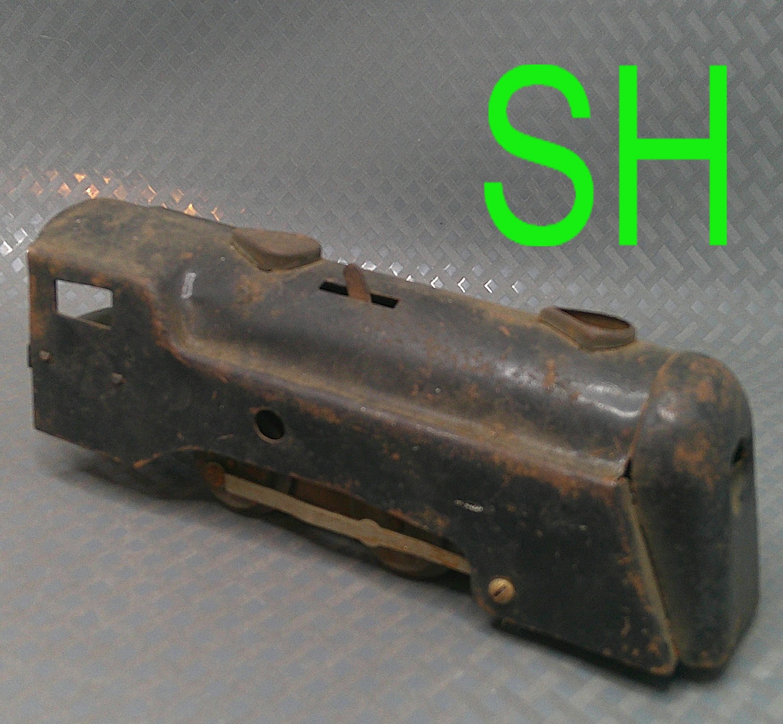 Vintage 1940s Pressed Steel Marx Steam Engine Locomotive Train Metal Black USA