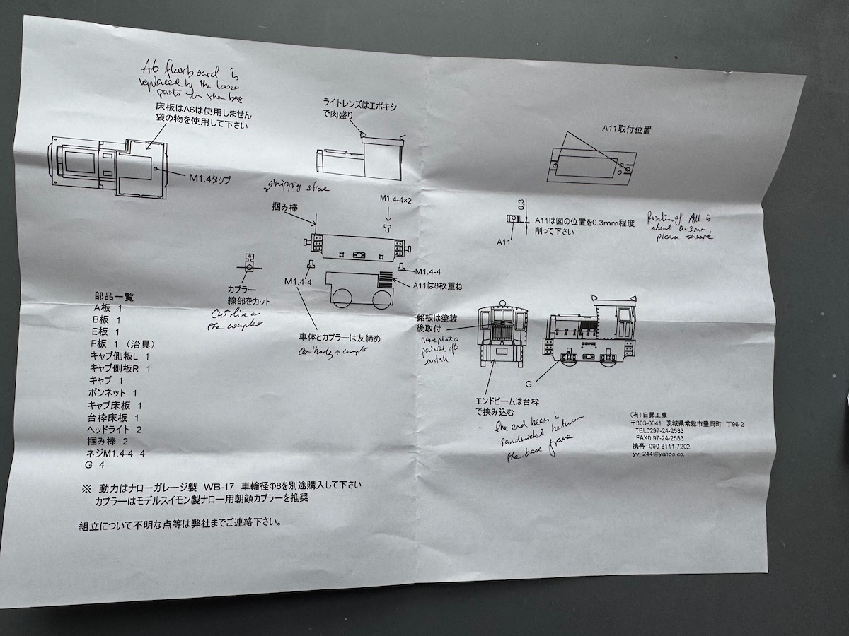 Nihon Keninsha NSK 7-Ton Diesel Switcher Locomotive Kit – 1/87 HOe/HOn30 9mm