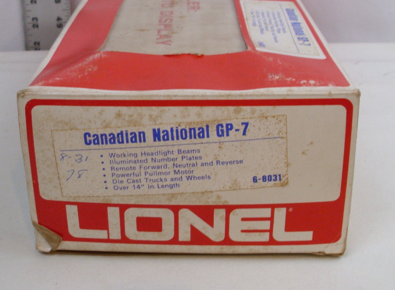 LIONEL CANADIAN NATIONAL GP-7 DIESEL LOCOMOTIVE 4-0-4 O SCALE 1978 6-8031