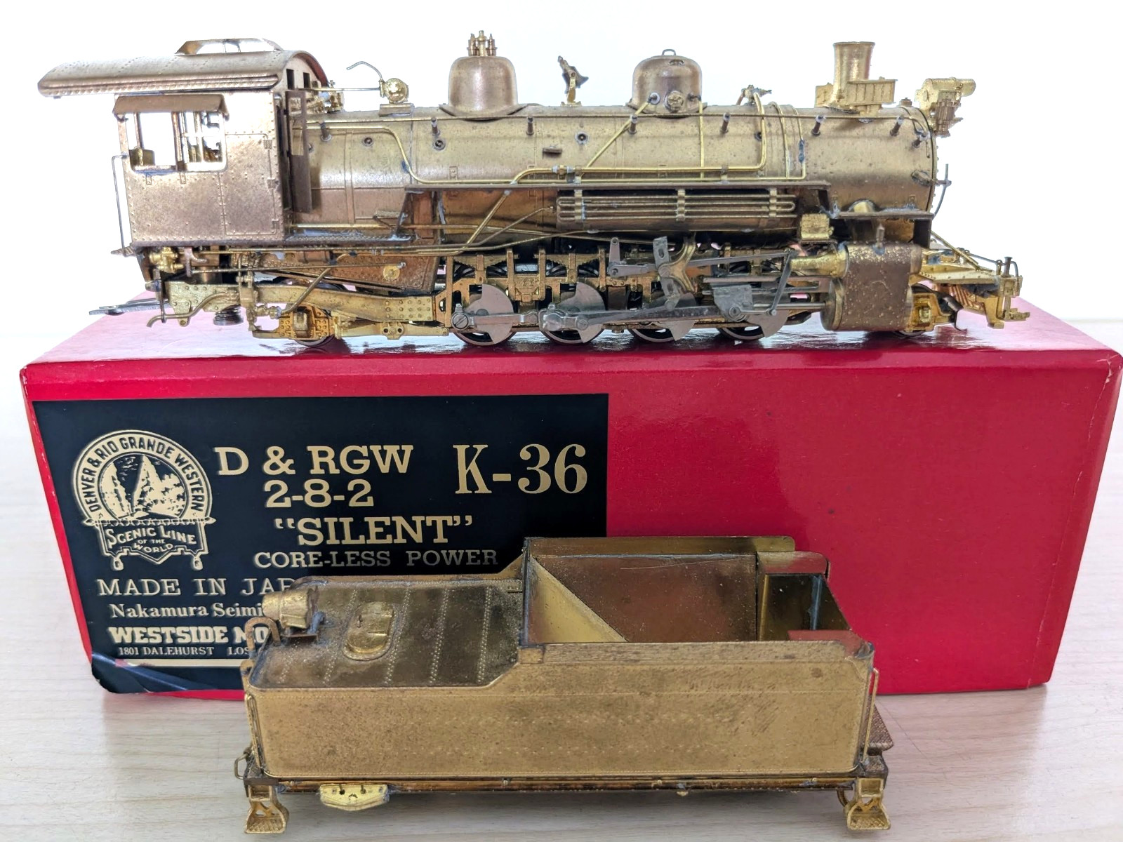 LNIB! BRASS D&RGW K-36 2-8-2 WESTSIDE HOn3 *FULL BACKHEAD *SNOW PLOW *RUNS G@@D!