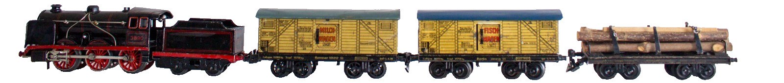Vintage (c.1925-1930) Bing 0-gauge #3890 0-6-0 Freight Train Set