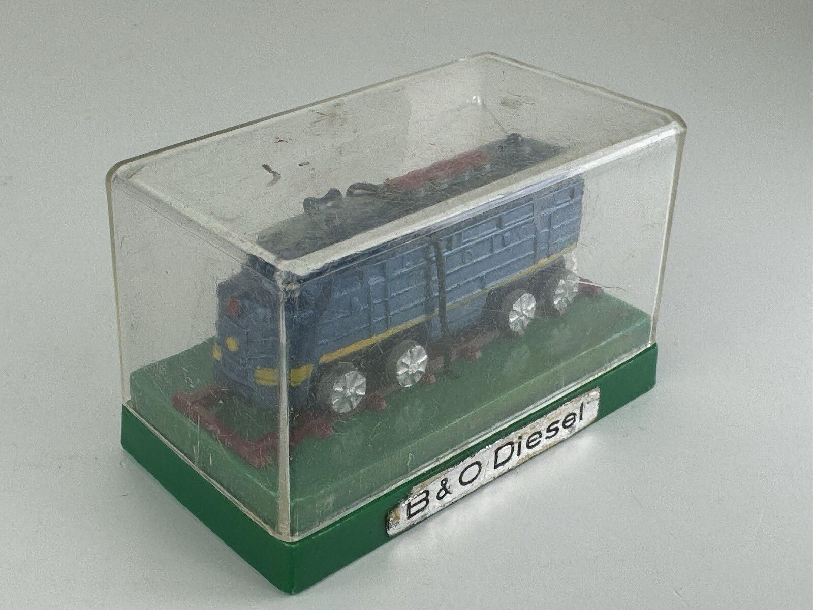Vintage Lot of 2 Mini Classic Die Cast Metal Train Engine w/ Display Cases JAPAN