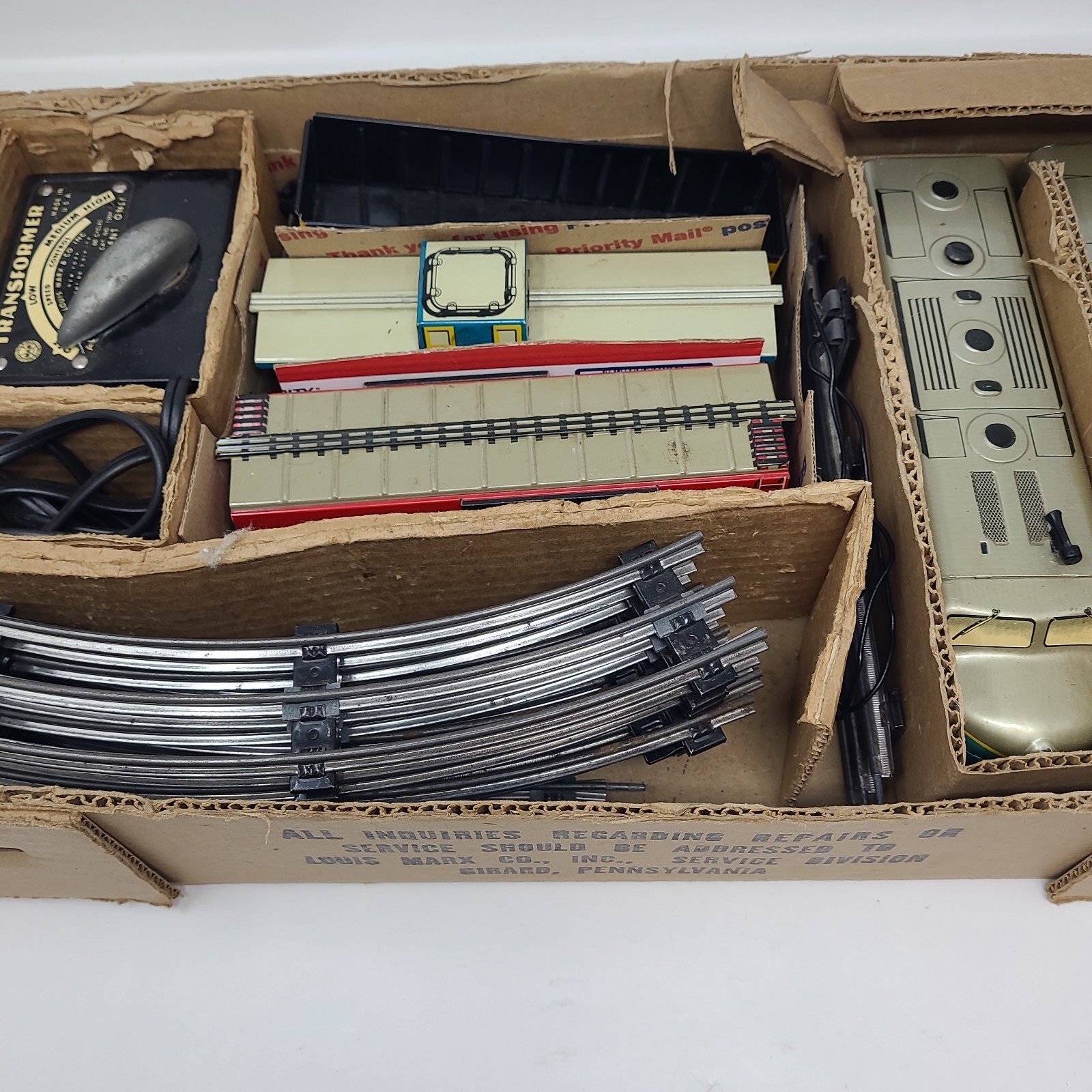 Vintage Marx Tin Train Baltimore & Ohio Locomotive Set w/ Box 5 Cars + Tracks