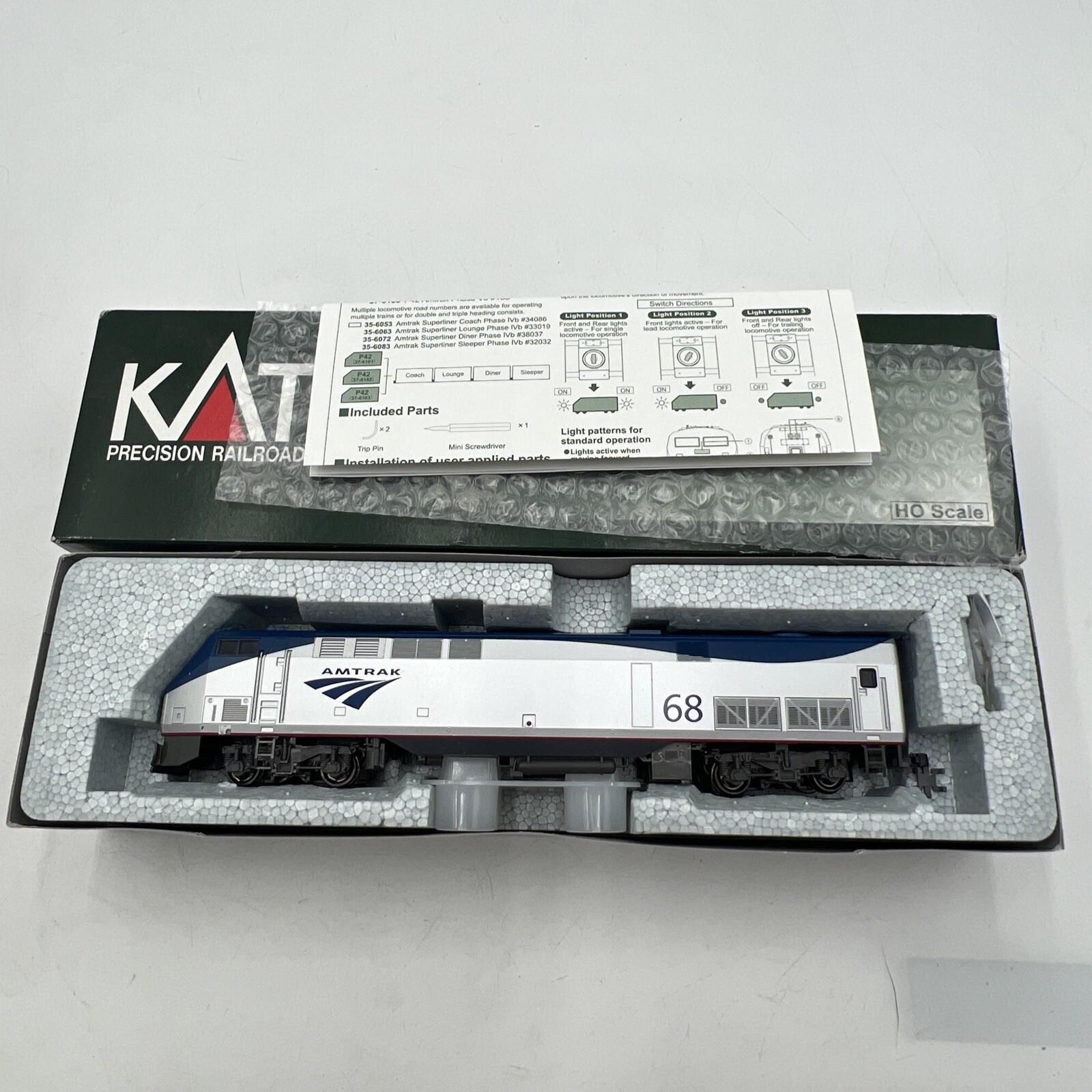 KATO HO 37-6101 AMTRAK GE P42 PHASE Vb ELECTRIC LOCOMOTIVE #68 IN BOX – *READ*