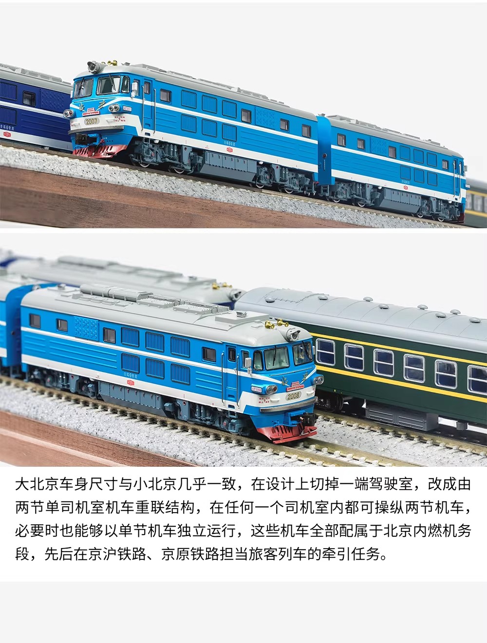 Charming China Railway BJ Locomotive Double Heading Train Model-N scale Collect