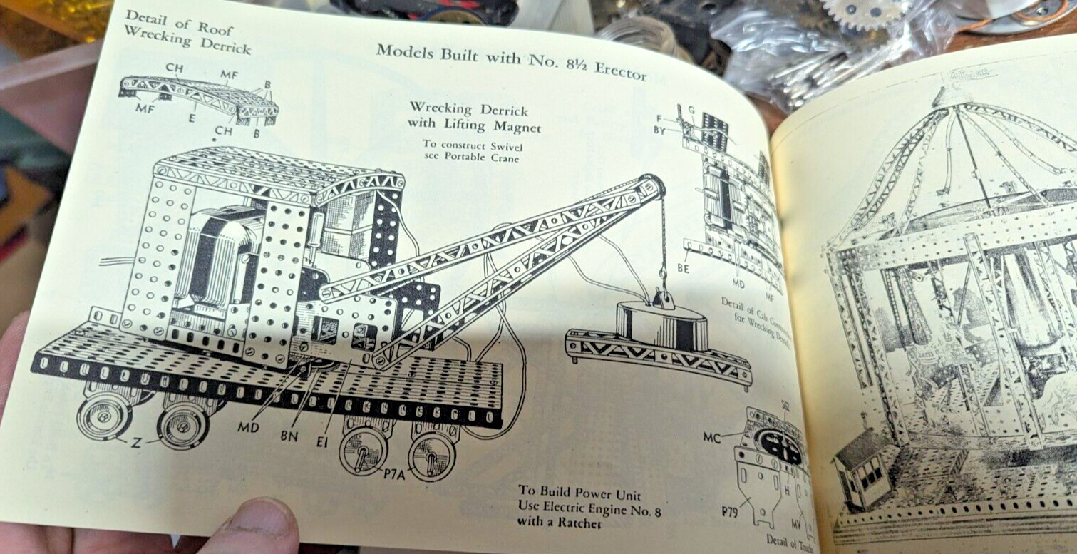 C1951 10 1/2 A.C. GILBERT ERECTOR SET DARK BLUE BOY MANUAL DESIRED BACK COVER 18