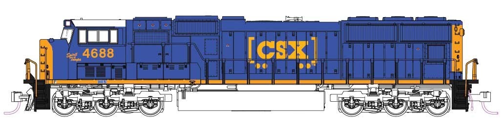 NIB KATO 176-7617 EMD SD70M with Flat Radiators – Standard DC CSX #4688 N Scale