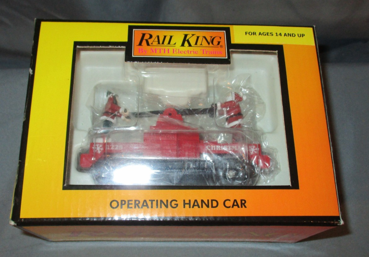 MTH 30-2573 Christmas #1225 Santa & Elf “Bump-N-Go” Hand Car O/027ga wks/ Lionel