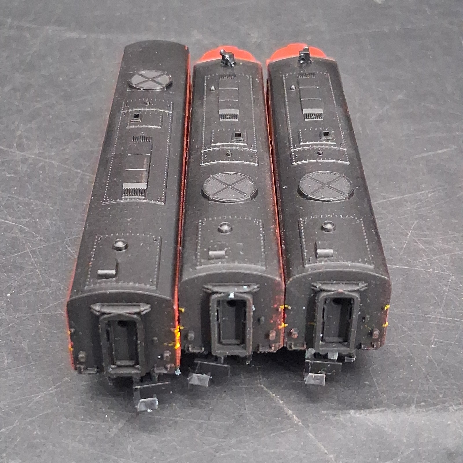 Con-Cor N Scale GM&O ALTON ROUTE & REBEL Set 3 PA Locos AAB & 6 Passenger Cars