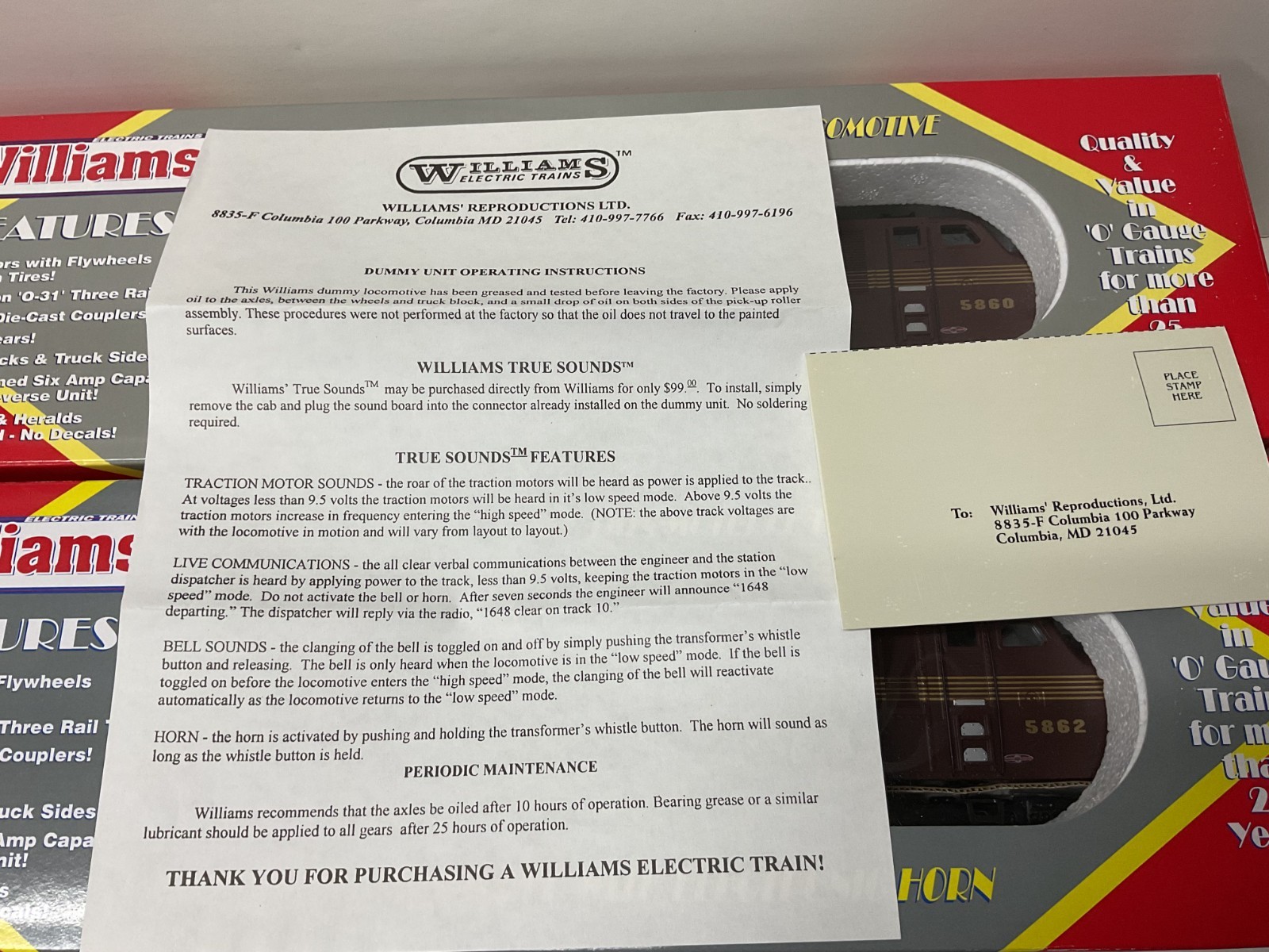 WILLIAMS 3 Rail O-Scale/Gauge #E71008 Diesel & Dummy E7 Pennsylvania PRR w/BOX