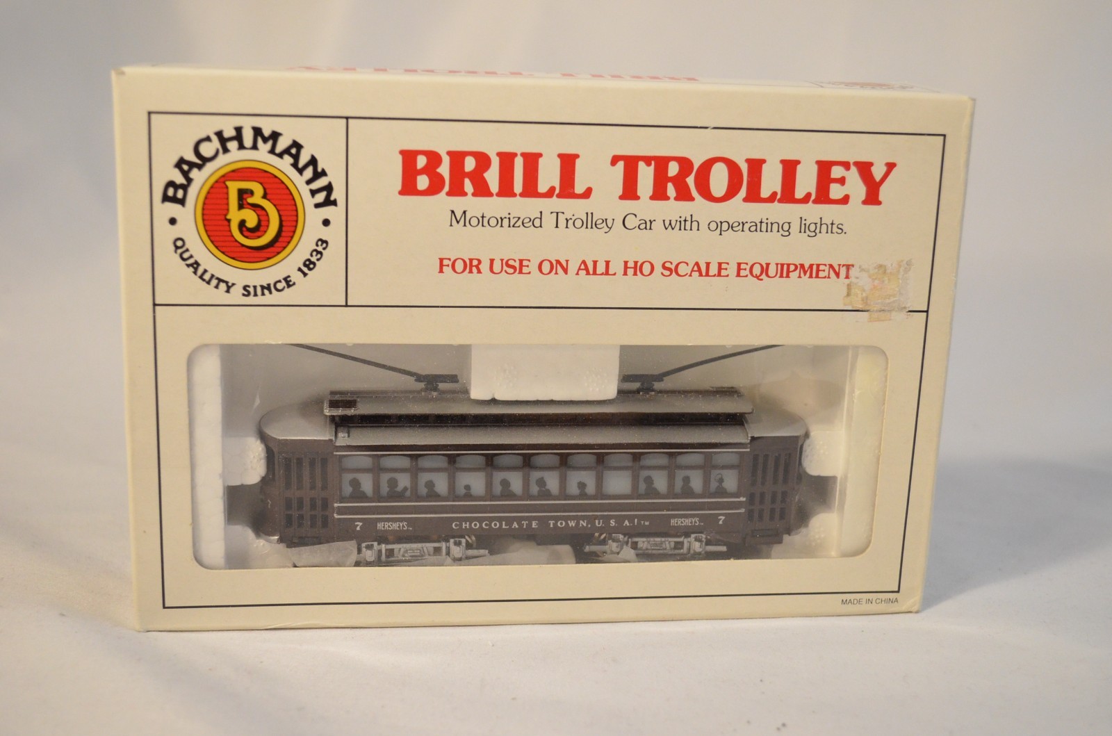 HO Brill Trolley, Hershey Chocolate Town, Runs with Lights, Bachmann, Excellent