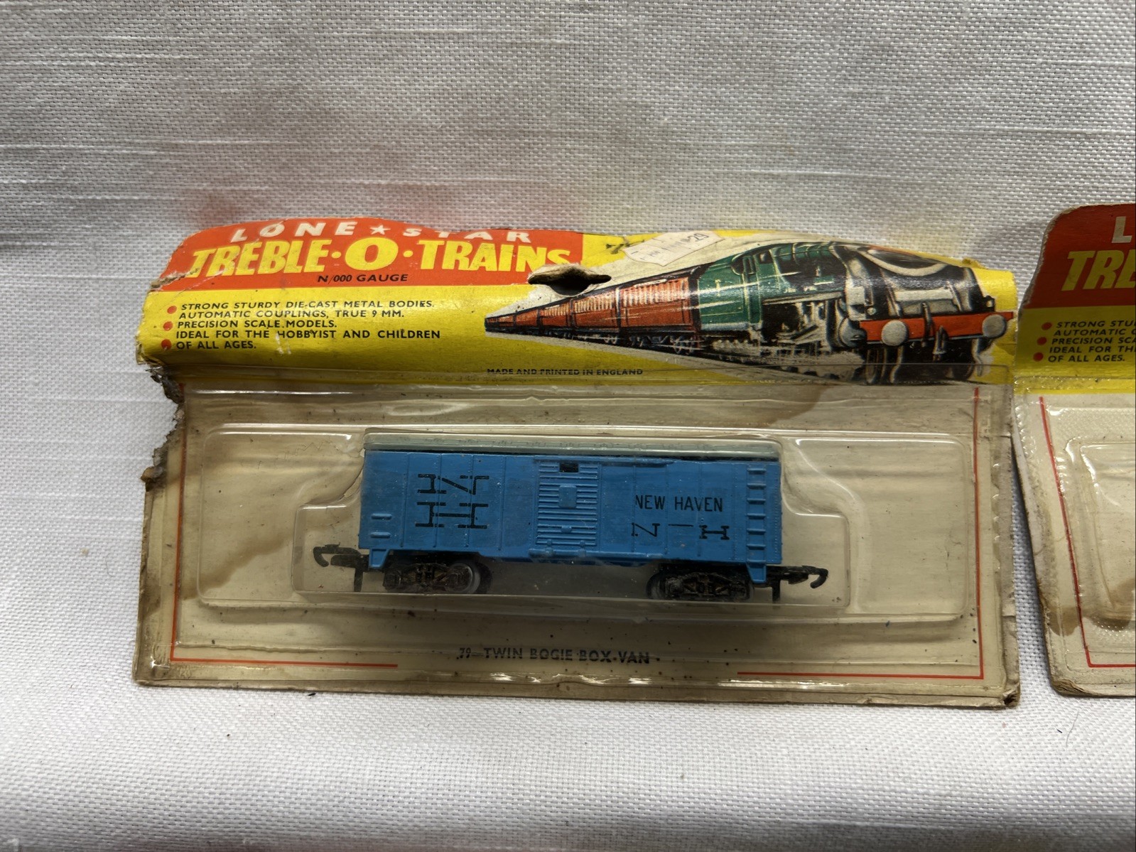 LONE STAR-TREBLE-O-TRAINS SHELL 5 CARDED TRAIN CARS SHELL NEW HAVEN