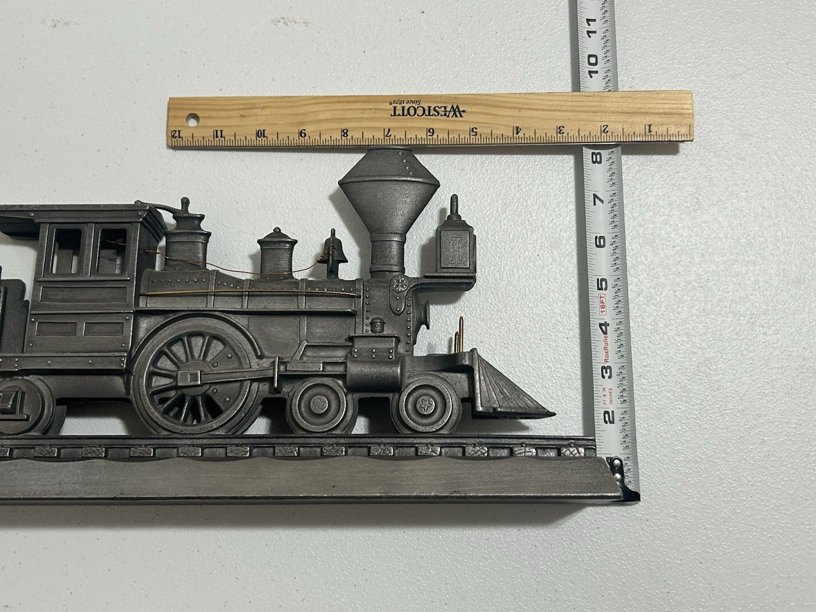 Vintage Railroad Train Locomotive Mailbox Topper Cast Metal Collector Item 16×8″
