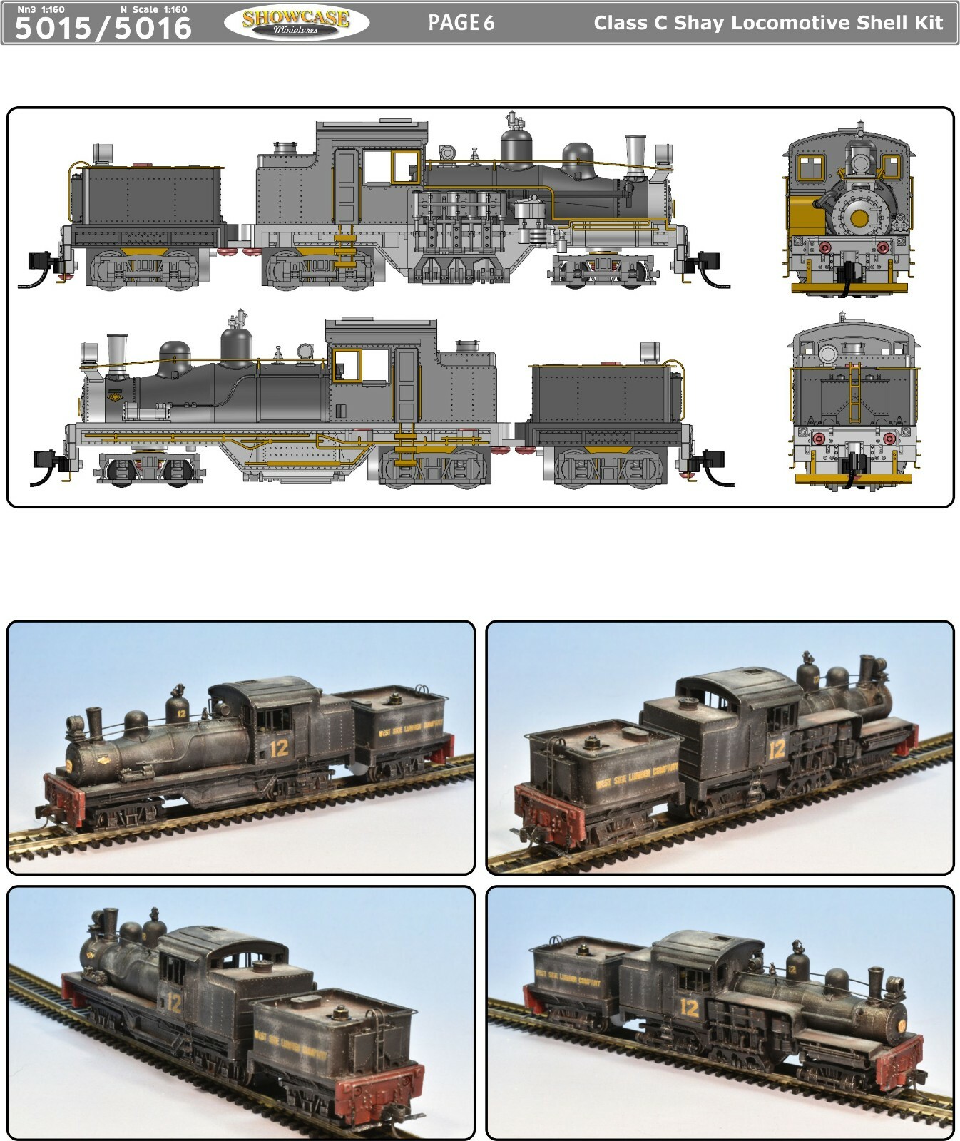 N Scale Class C Shay Locomotive Shell Kit by Showcase Miniatures (5016)