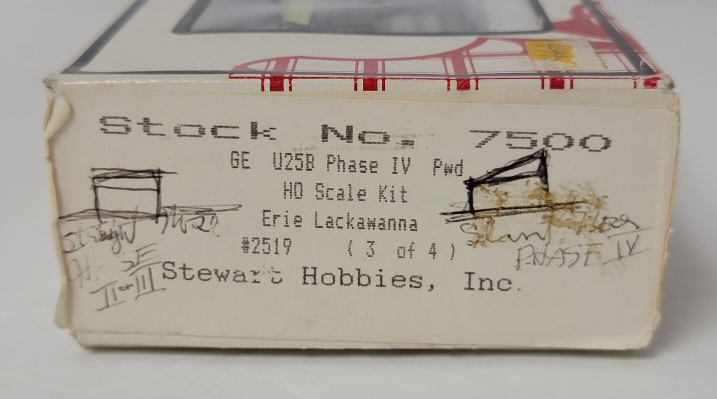 Stewart Hobbie HO GE U25B Phase IV Pwd Diesel Erie Lackawanna #2519