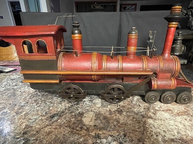 Vintage Wood & Cast Iron Train Leonardo Luna 26” Long 13” T Heavy