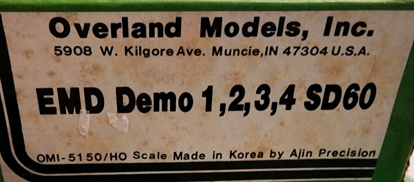 Overland Models HO Scale Brass EMD Demo 1,2,3,4 SD60 Diesel Engine UNDECORATED
